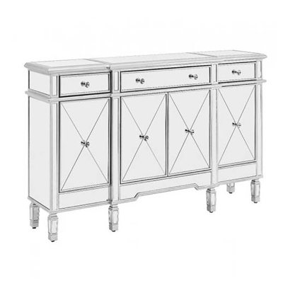 Mirrored Accent Cabinet MDF With 3 Drawers For Living Room